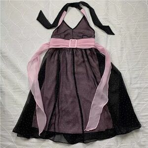 Hype Girls Halter Dress Midi Chiffon Black Pink, Polkadots with Lining Size 8🌸